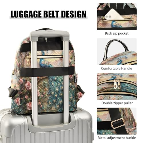 Image of ALAZA Peacock Butterfly Peony Women Backpack Purse Ladies Fashion Shoulder Bag Daypack Travel Bag 7.5L