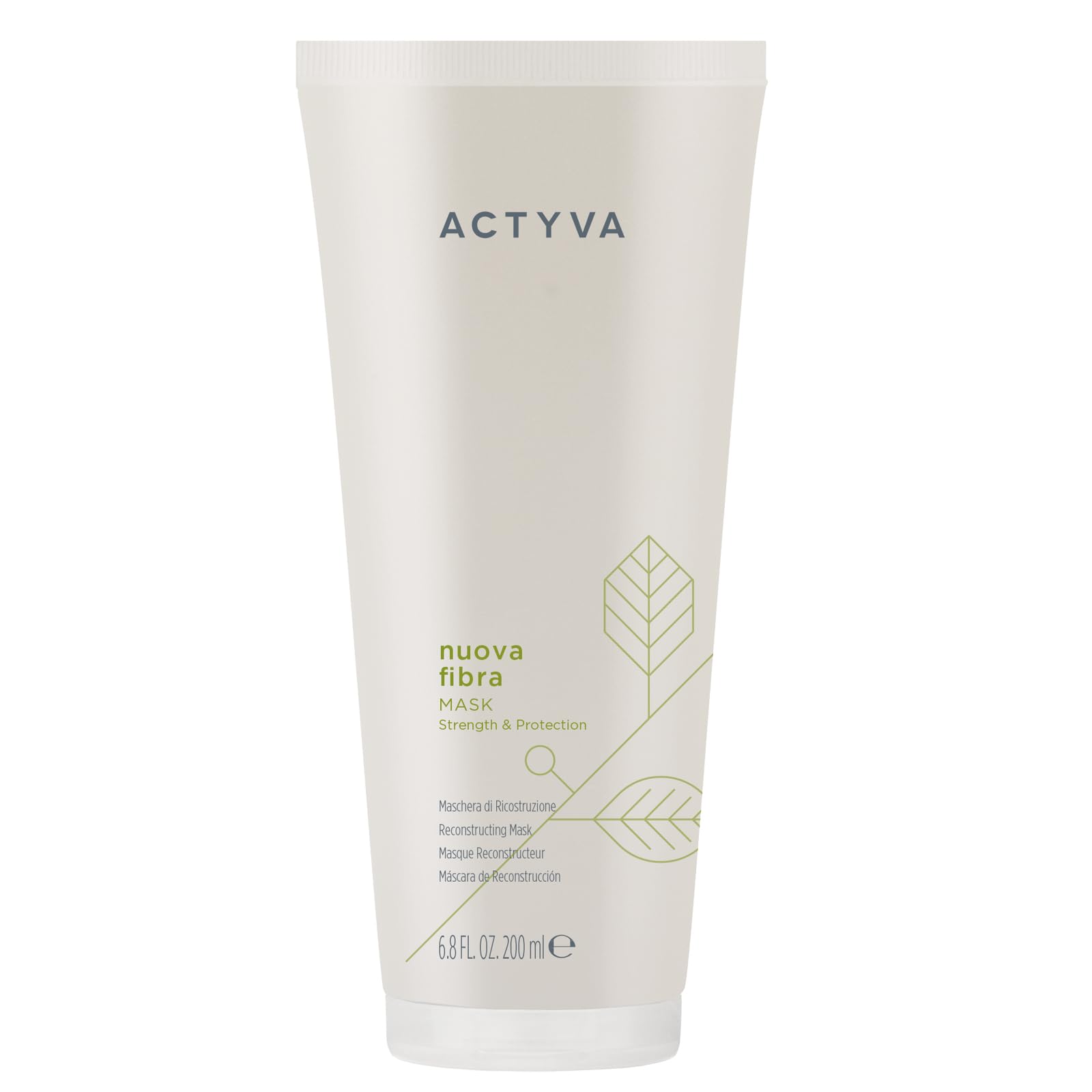 Actyva - Nuova Fibra Mask, Maschera Protettiva e Ristrutturante per Capelli Sfibrati o Danneggiati con Amaranto e Alga Rossa - 200 ml