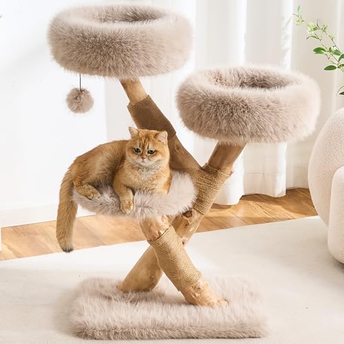 Árbol para Gatos de Madera Natural con Rascador 37.8 Pulgadas miniatura 1