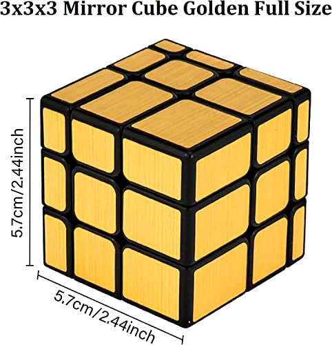 Image of Magic Smoothly Stickerless High Speed Magic for Kids,Speedy Stress Buster Brainstorming Puzzle Game Mind Games,Puzzle for 14 Years and Up,Multi (Mirror Golden Cubbe 3x3)