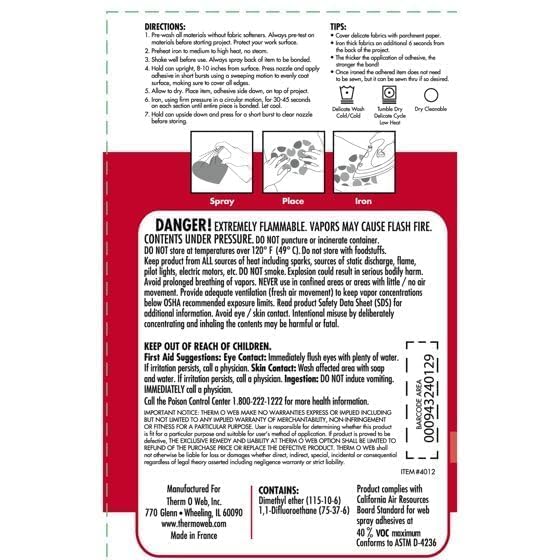 Sprayn~Bond Fusible Spray Adhesive, Heat-Activated, Permanent Hold Adhesive for Fabric, eliminates The Need for Sewing, Saving time and Effort, 6.9 oz, Pack 1