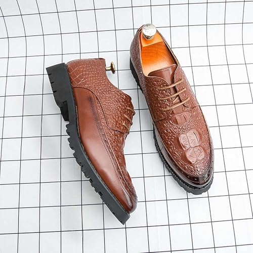 Men's Casual Lace-up Oxfords Fashion Pointed Toe Thick Bottom Business Formal Shoes Comfortable Leather Wedding Party Uniform Prom Derby Loafers2