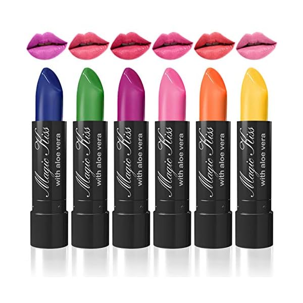 Magic Kiss Color Changing Matte 6 Piece Lipstick Set infused with Aloe Vera Made in USA (Colors of Aloha 1)