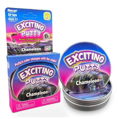 Chameleon Putty - 2 x Squeezable Exciting Putties Non-Toxic Long Lasting Non-Drying Stress Relief Hand Exercise Science Learning & Fun for Kids