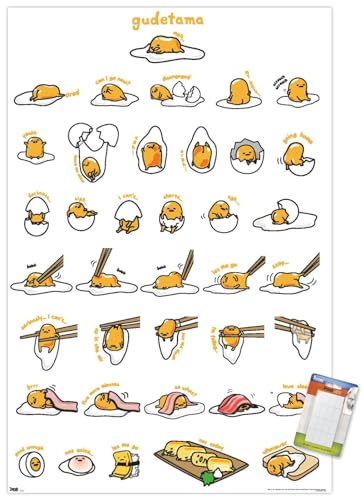 Trends International Gudetama - Grid Wall Poster, 22.37" x 34.00", Premium Poster & Mount Bundle