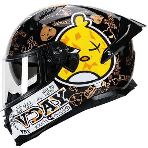 Casco Integral de Motocicleta para Adultos Hombres Mujeres Cascos Integrales Moto Retro con Doble Visera Casco Protector Scooter Homologado ECEDOT Cascos de Motocross F,XXL=63~64CM