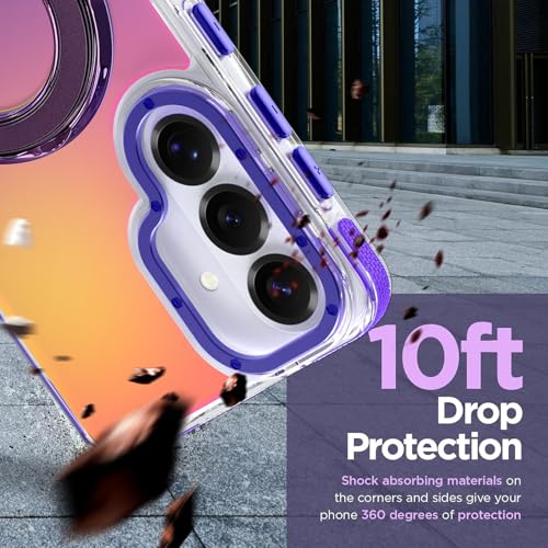 Image of Magnetic for Samsung Galaxy S26 Plus Case with Stand [Compatible with Magsafe] [Cute Fluorescent Design] [1 Screen Protector] Slim Translucent Matte Case for Galaxy S26 Plus 6.7 inch, Purple