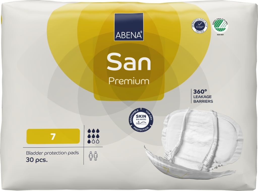 ABENA San Premium Size 7 Incontinence Pad, 2100ml Absorbency, Case of 4 Packs, White
