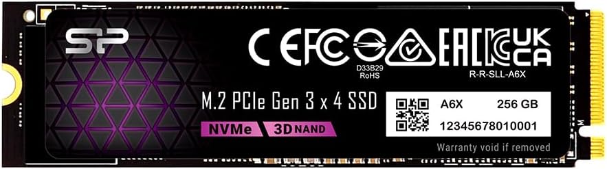 Silicon Power 256GB NVMe M.2 PCIe Gen3x4 2280 SSD (SP256GBP34A60M28AY)