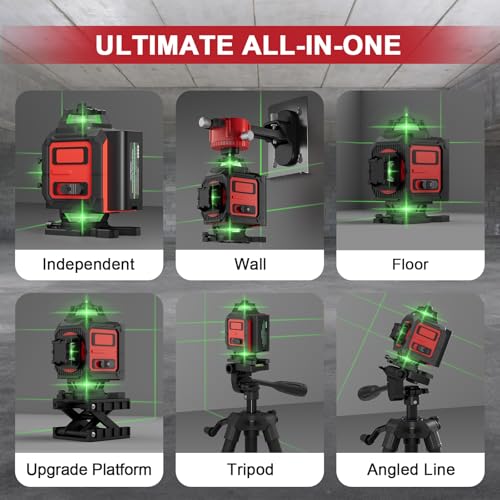 Image of Laser Level, 4D 16 Lines 4x360Self-Leveling Green Beam with Tripod & Remote, Cross Line Construction Tool for Flooring, Renovation and Home Projects