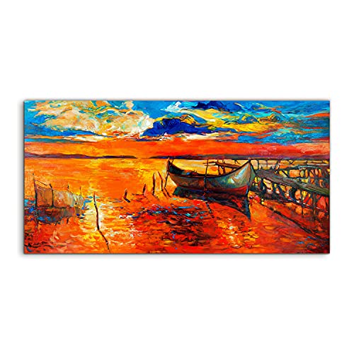 Image sur verre 120x60cm sunset ship pour une chambre apaisante