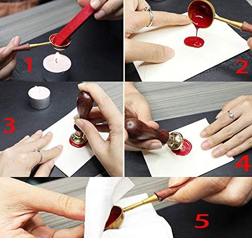 Miniatura 5 de YGHM Sello de cera de caballero corriendo elegangt verde macarrón mango de madera de lacre, kit de sello de cera de sellado, regalo paquete de vino,