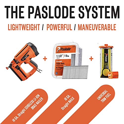 Paslode, Cordless Finish Nailer, 916000, 16 Gauge, Battery And Fuel Cell Powered, No Compressor Needed #TOP5