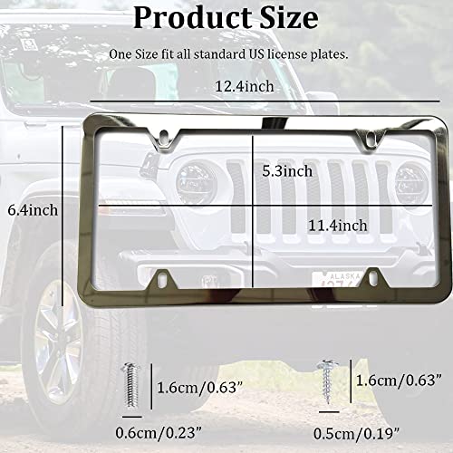 Trnoi Car License Plate Frame 2Pc,Universal Car License Plate Covers,Stainless Steel License Plate Holder(Silver) #TOP1