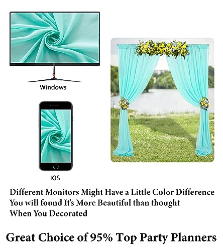 Chiffon Backdrop Curtain 96 Inches Long Sheer Curtains Mint Green Chiffon Fabric Drapes For Parties Voile Curtains 2 Panels 29"X96" Mint Sheer Photography Backdrop Drapes #TOP5