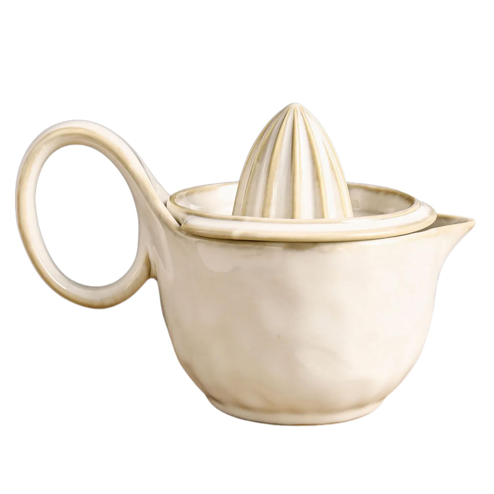 Xinsheinelry Hand Press Juicer for Lemon Oranges Fruits Ceramic Manual Rotation Juicer Squeezer Tool with Strainer Lid Bowl Lemon Squeezer