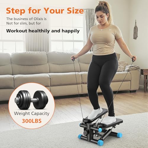 Image of OLIXIS Steppers for Exercise At Home Workout Equipment, Mini Stepper Exercise Machine for Senior Citizens, Twist Stepper with Resistance Bands, Cardio Weight Loss Equipment Home Fitness