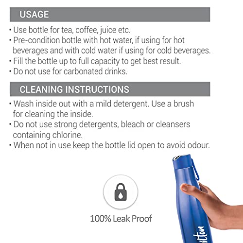 Image of Milton Fame 600 Thermosteel Water Bottle 500 ml, 24 Hr Hot and Cold I Leak Proof Lid, ISI Certified I Vacuum Insulated I for Office, Gym, School I Blue