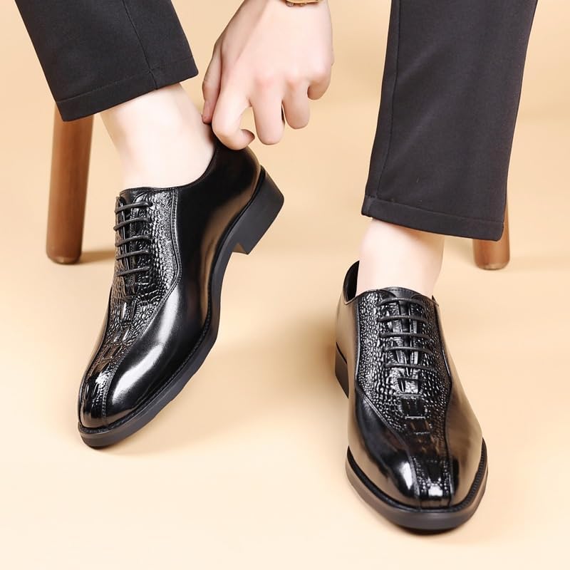 Men’s Genuine Leather Wingtip Oxford Dress Shoes, Classic Breathable Platform Slip-On Comfortable Office Business Shoes for Men Durable Leather3