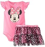Disney Baby Baby-Girls Newborn Sugar Plum Minnie Mouse Tutu Skirt Set with Glitter Skirt, Sugar Plum, 6-9 Months