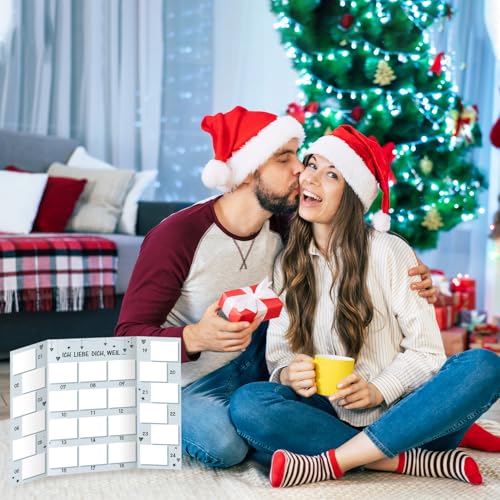 DPKOW Paare Adventskalender Rubbellos Karte, Ich liebe dich weil Selber Machen Rubbellos Adventskalender für Paar Pärchen Freundin Freund Liebe ADVENTSKALENDER Selber Befüllen PAAR
