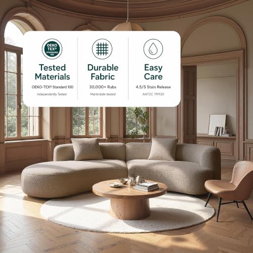 Image of Acanva Formia Boucle Curved Sectional Couch for Living Room