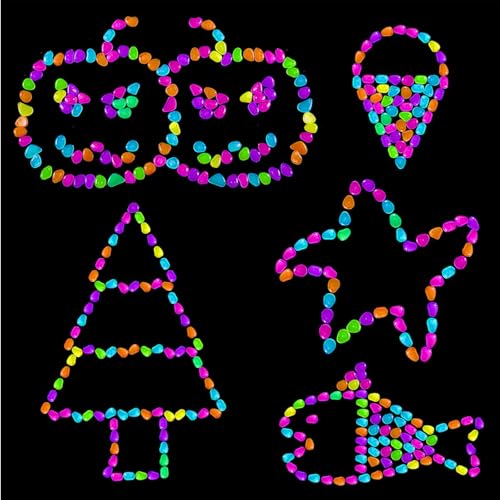 Teouuas 400 Stück Leuchtsteine Leuchtet im Dunkeln Kieselsteine, Farbe Fluoreszierende Steine, Leuchtende Steine Garten für Garten Aquarium, Gehweg, Terrasse, Rasenflächen, Kinderzimmer