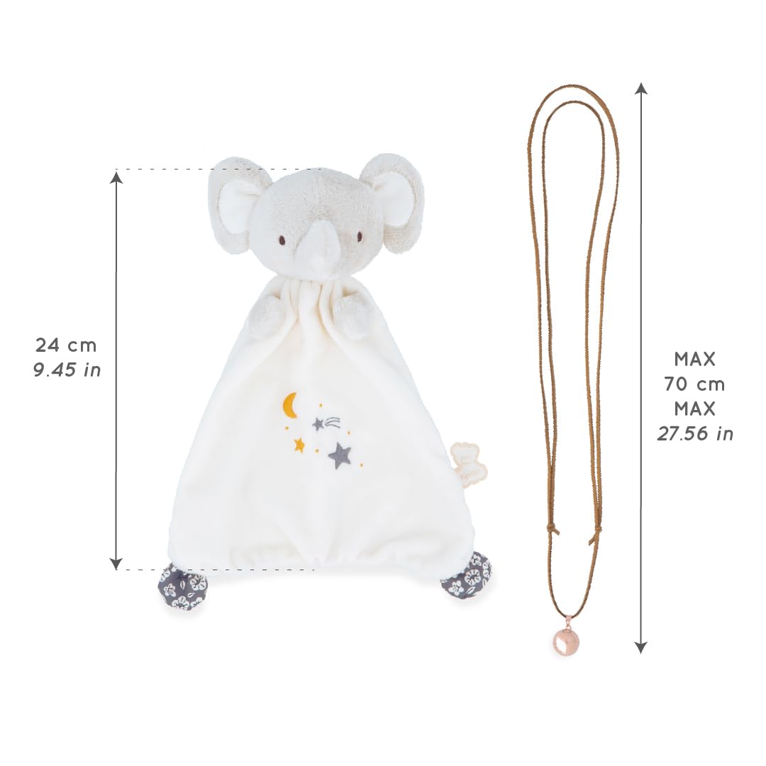 KALOO Scatola Peluche elefante + collana Bola, Regalo Ottime per la nascita, Regalo per la gravidanza, Morbidezza e armonia della gravidanza, Materiali riciclati e design raffinato, K210013