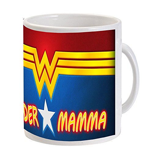 PLSH Wonder Woman - Wonder Mamma - Festa della Mamma - Mother Day - Tazza Mug 11Oz (MOD.43)- con Scatola - Idea Regalo per Fan