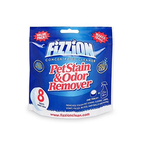 Pet Stain and Odor Eliminator by Fizzion - Removes Pet Urine and Feces Safely With The Professional Cleaning Power of CO2 (8 Tablets) Makes 8 Bottles