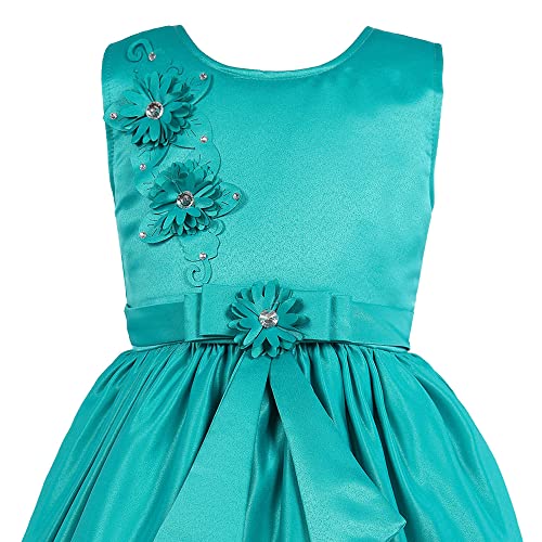 Image of Hopscotch Baby Girls Cotton Floral Applique Sleeveless Party Knee-Length Dress