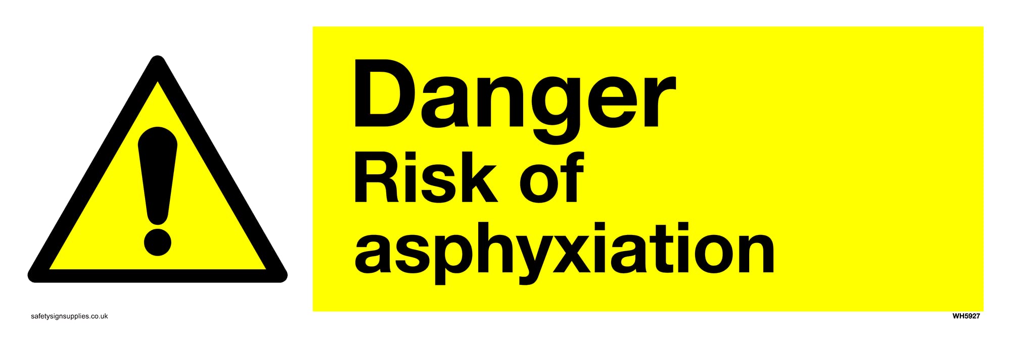 Pack of five - Danger risk of asphyxiation with warning triangle Sign - 300x100mm - L31