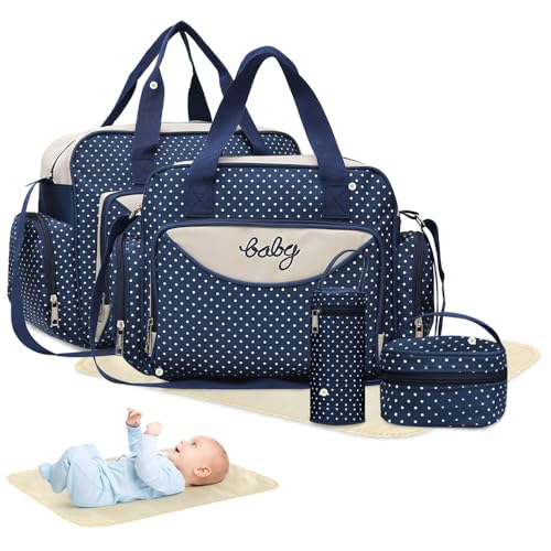 Max 46x14x30cm, Azul Escuro, Conjunto de 5 peças, Azul, Bolsa Multifuncional para Mães, Bo... Max 46x14x30cm, Azul Escuro, Conjunto de 5 peças, Azul, Bolsa Multifuncional para Mães, Bo...