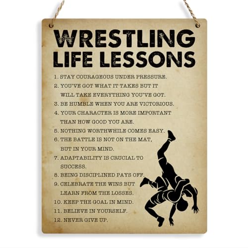 Wrestling Life Lessons Wood Sign Inspirational Wrestling Wall Decor Art, Motivational Wrestling Quotes Wall...