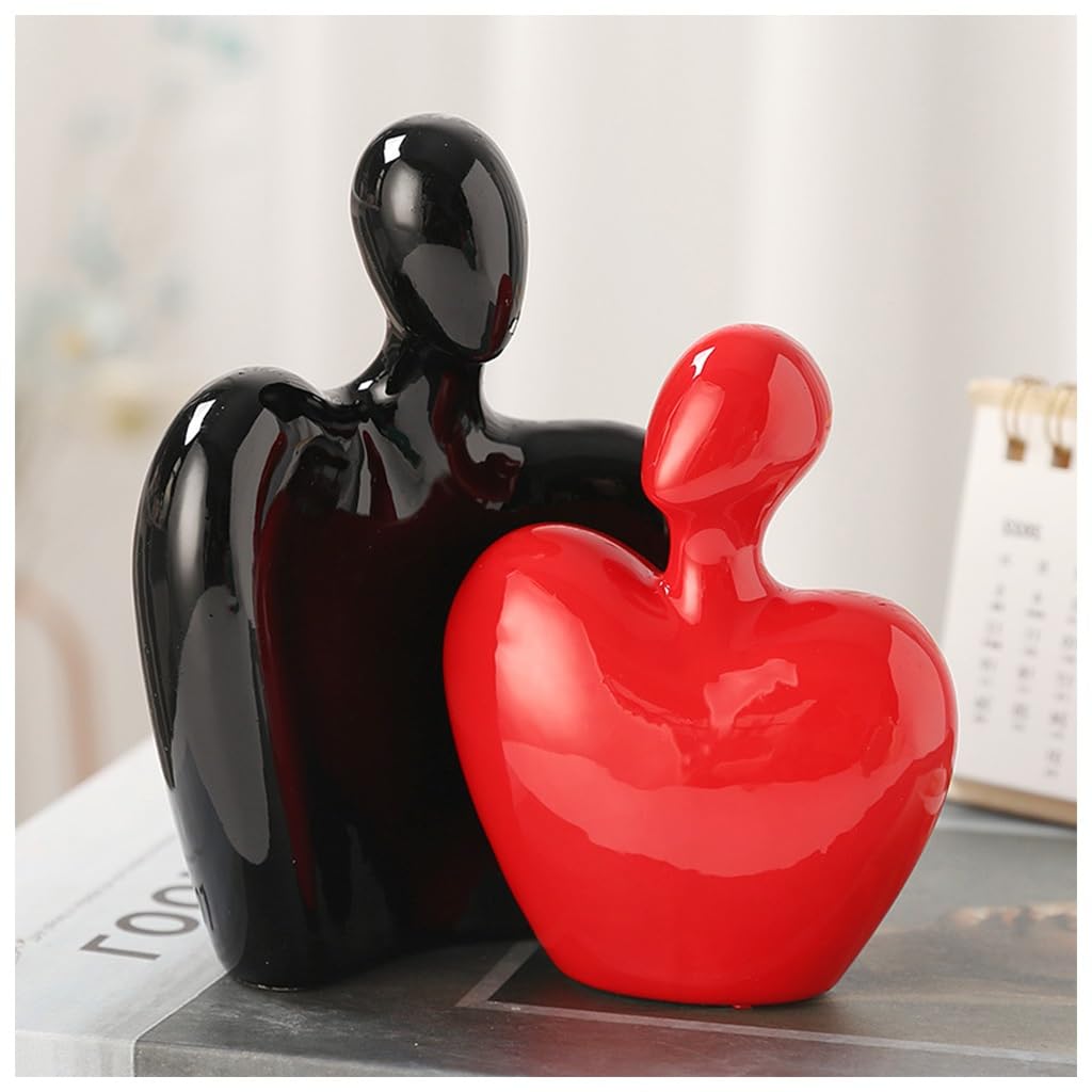 Figurine en céramique couple : statue déco étagère design unique