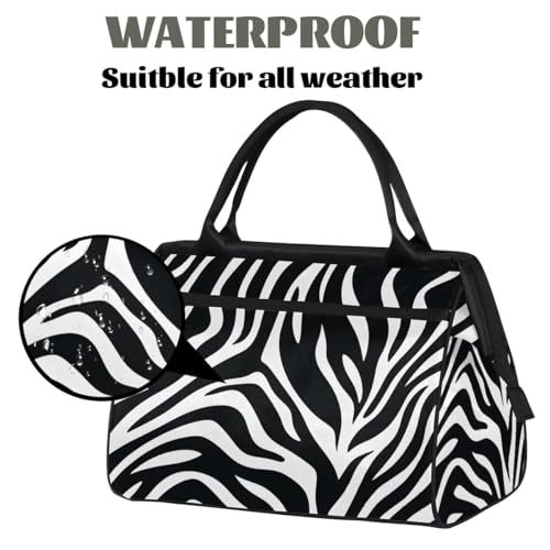 Black White Zebra Stripes Weekender Overnight Bag for Women Waterproof Carry On Travel Duffle Bags with Pocket Lightweight Sports Gym Tote Bag Large Luggage Workout Personal Item Hospital Bags3