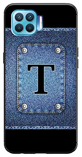 Image of Amazon Brand - Solimo Designer Button Jeans Alphabet-T Printed Soft & Flexible Hybrid Back Case Mobile Cover for Oppo F17 Pro