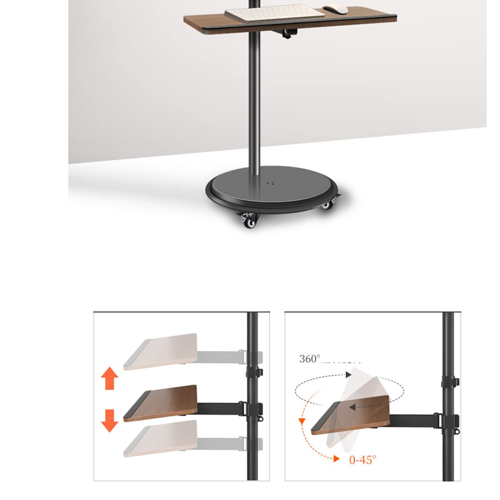 Supporto TV Mobile - con Vassoio per Tastiera, TV, Monitor per Computer, Staffa Girevole Orizzontale e Verticale, Carrello Mobile da Pavimento, Video in Diretta, Rack per riunioni