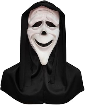 Halloween Ghostface Full Head Mask, Latex Scream Bloody Mask, Scary Skull Masque Creepy Cosplay Costume Props for Adults