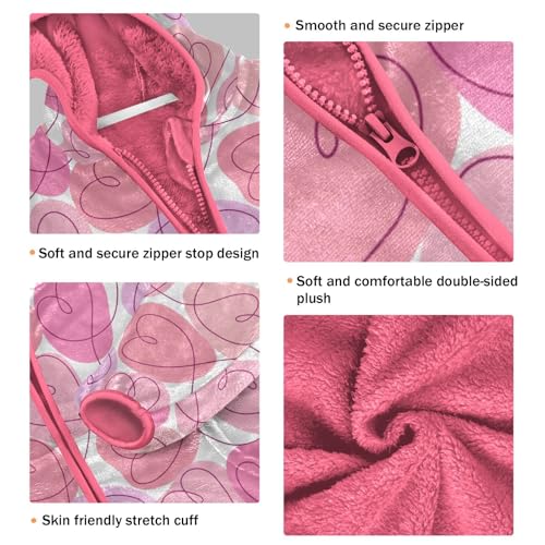 OTVEE Valentine Pink Hearts Kids Hoodie Jacket Autumn Spring Full Zip Warm Outwear Coat3