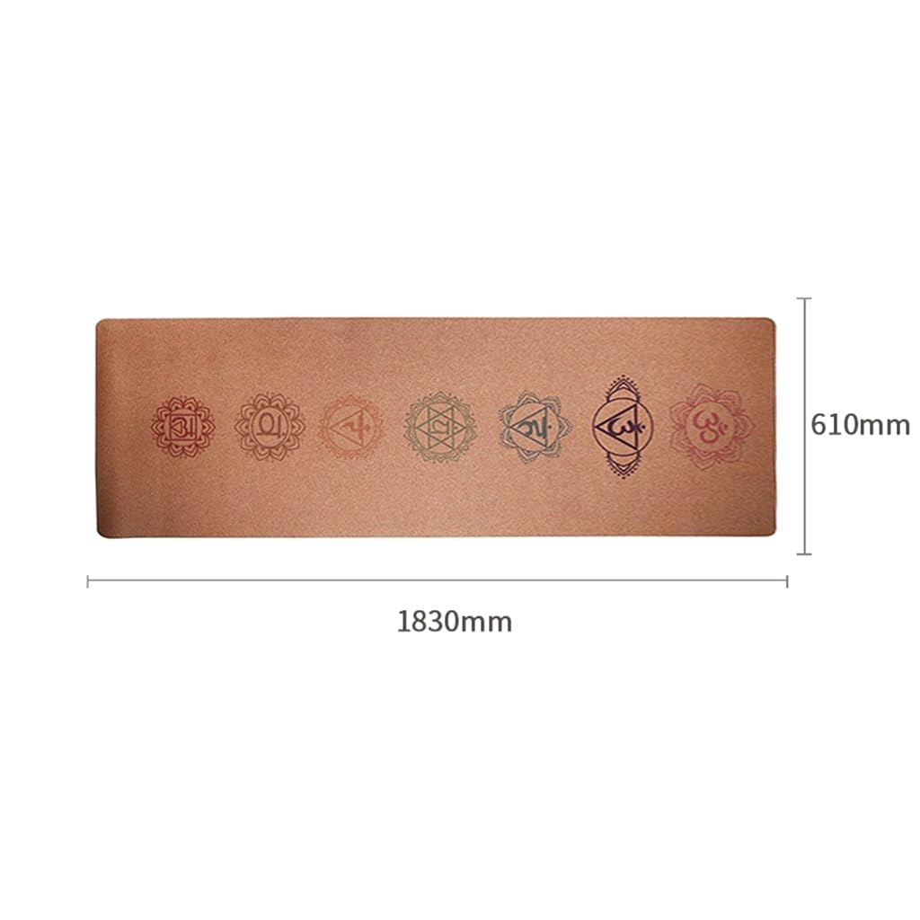 Premio Tappetino Yoga in Sughero 72" X 24" Antiscivolo Resistente al Sudore Tappetino per Pilates con Linee di Allineamento Delle Posizioni per Bikram, Hot Yoga (Color : Style5)