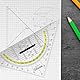Westcott Geometriedreieck 22 cm mit abnehmbarem Griff | Transparentes Geometrie-Dreieck aus Kunststoff mit gelber Skala | Technische Skala & Winkelmesser für Schule, Uni oder Büro | E-10134 00
