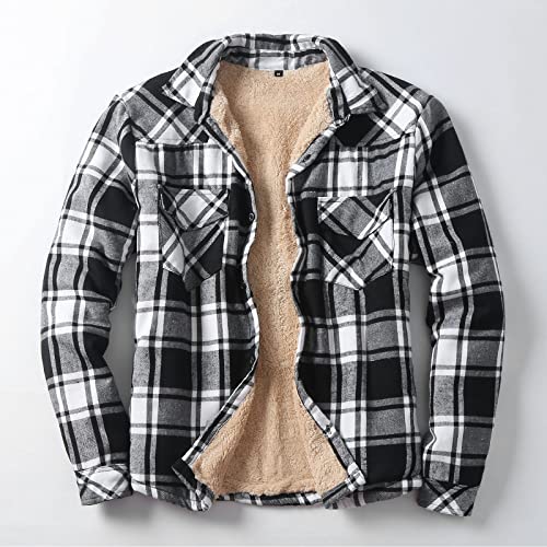 Mens Sherpa Lined Flannel Shirt Jacket Fall Winter Plaid Shirt Sherpa Lining Long Sleeve Sherpa Lined Shirt Jacket2