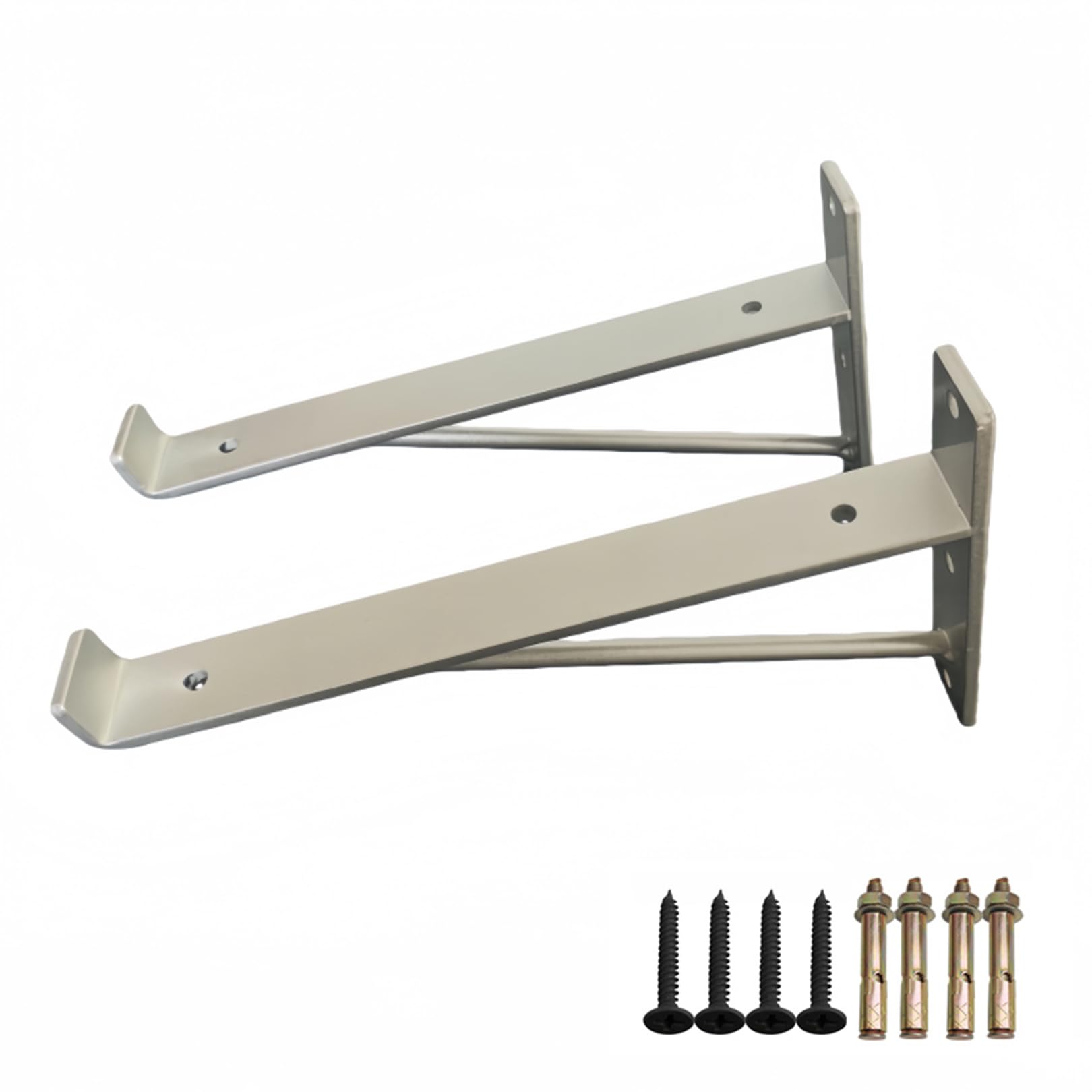 2 Piezas Soportes para Estantes de Pared,Escuadra para Estanterías Metalicas,Soporte para Estantería Pesados para Dormitorio Cocina Libros Estante,con Tornillos,Plata (30cm)