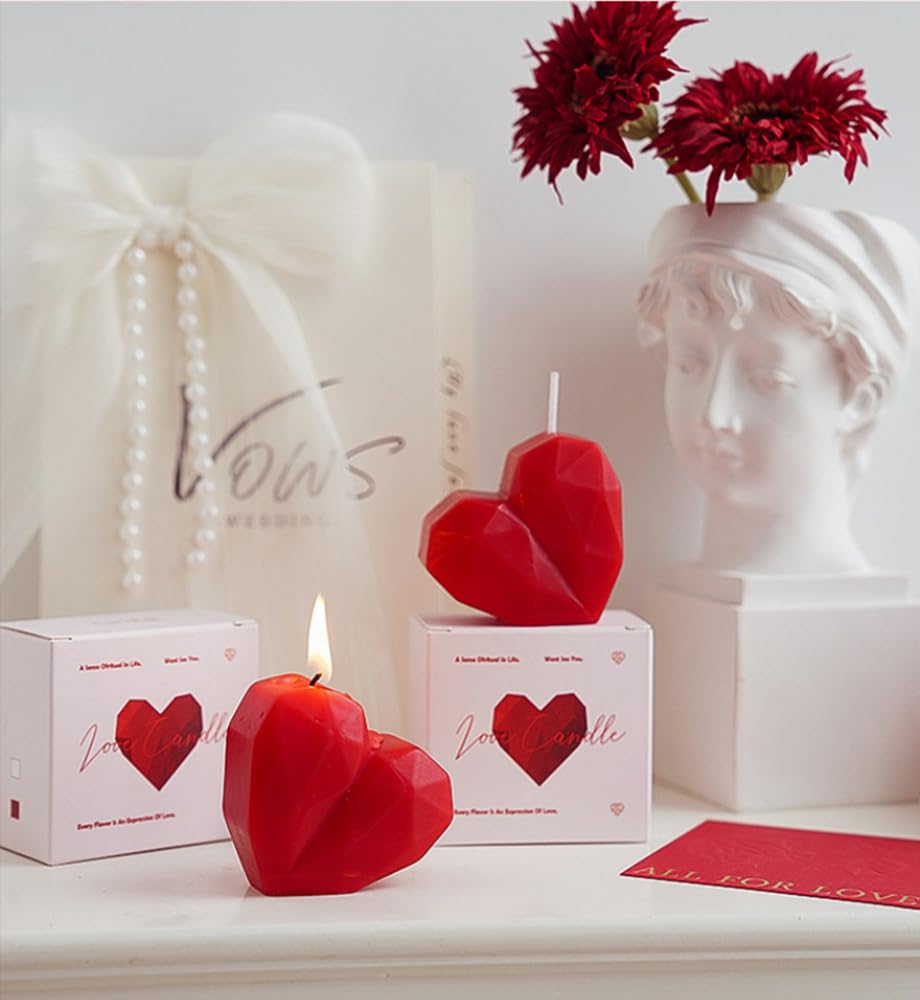 2 candele profumate a forma di cuore per San Valentino, realizzate a mano, per San Valentino, matrimoni, anniversari, compleanni, decorazioni per la casa