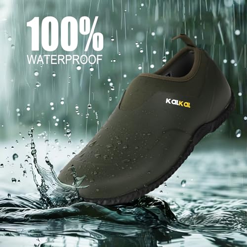 Kalkal Unisex Waterproof Garden Shoes, Men's Garden Boots,Women's Rain Shoes, Neoprene Rubber Footwear for Camping, Lawn Care, Gardening, Car Wash and Yard Work(Size 6-14)4