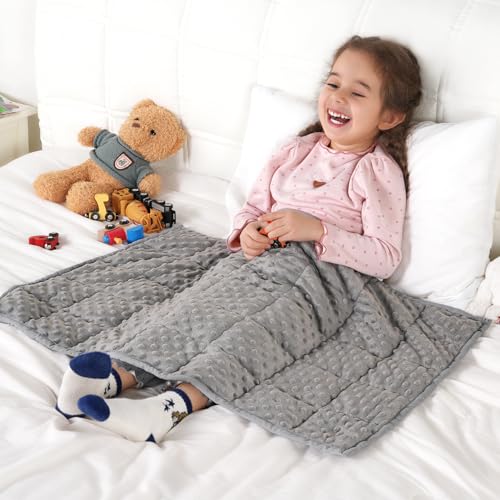 Image of Kivik Weighted Lap Pad, Minky Dots Small Weighted Blanket 2lbs, 20 inchx30 inch, Ultra-Soft Weighted Throw Blankets, All-Season Cozy Breathable Mini Lap Blanket for Calming and Better Sleep, Washable, Grey