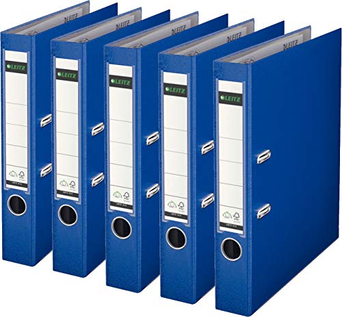 Leitz 10155045 Qualitäts-Ordner Plastik-Cover (A4, 5,2 cm Rückenbreite) orange (5er Pack) (nachtblau, schmal | 5er Pack)