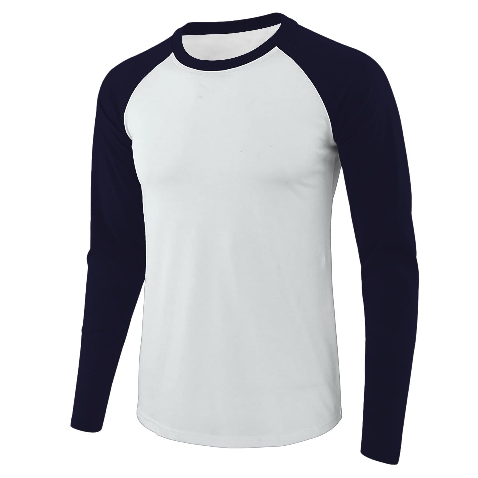 Mens Long Sleeve Baseball Shirts Athletic Gym Workout Running Tee Shirt Dynamic Crewneck Raglan Cotton Pullover Tops