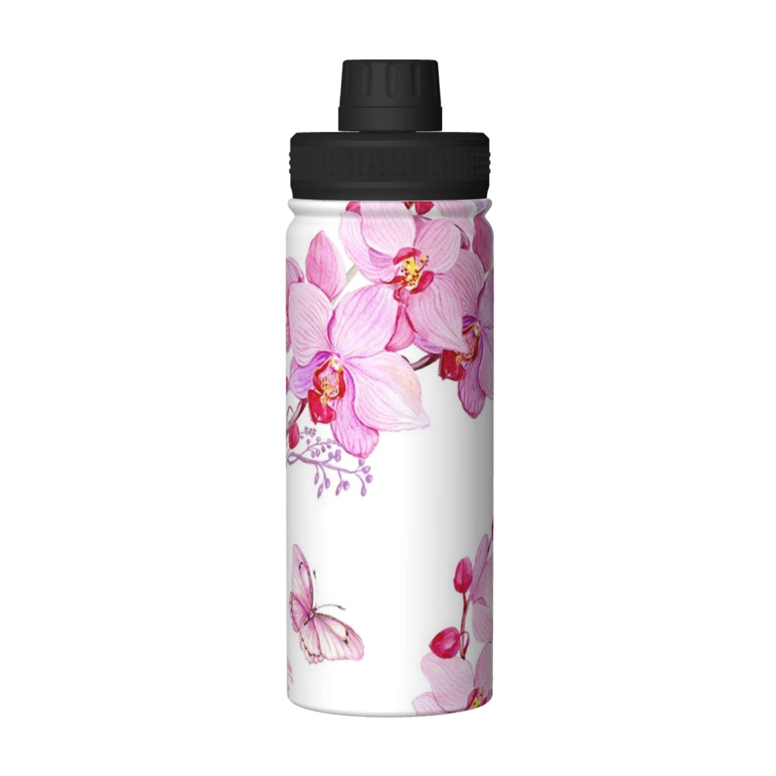 Isolierte Edelstahl-Trinkflasche Mit Schmetterlingsmuster | 600ml Oder 1000ml | BPA-frei, Auslaufsicher Mit Strohhalm | Hält Warm/kalt